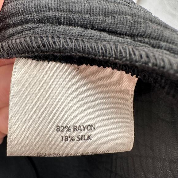 EILEEN FISHER Black Textured Silk Blend Open Cardigan Blazer Jacket // M - Picture 8 of 9